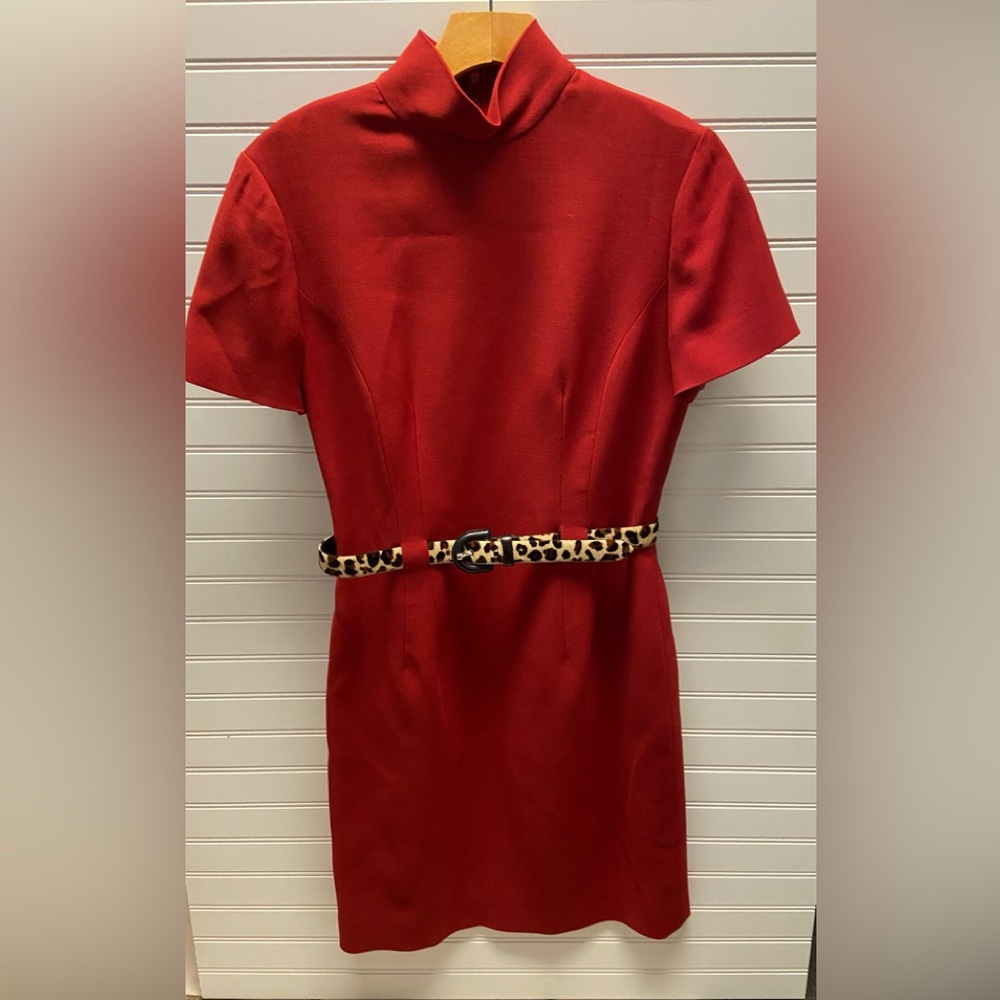 Carlisle Burnt Orange Turtle Neck Dress W/Piny Hair Belt